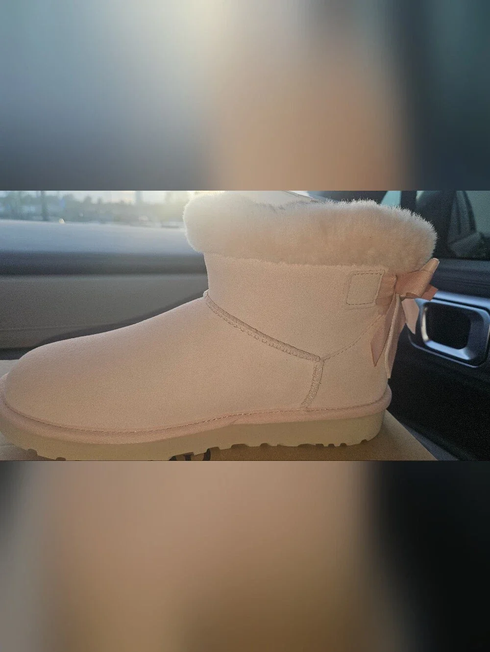 UGG Wmns Mini Bailey Mixed Bow Boot 'Beige Blush' Size 8